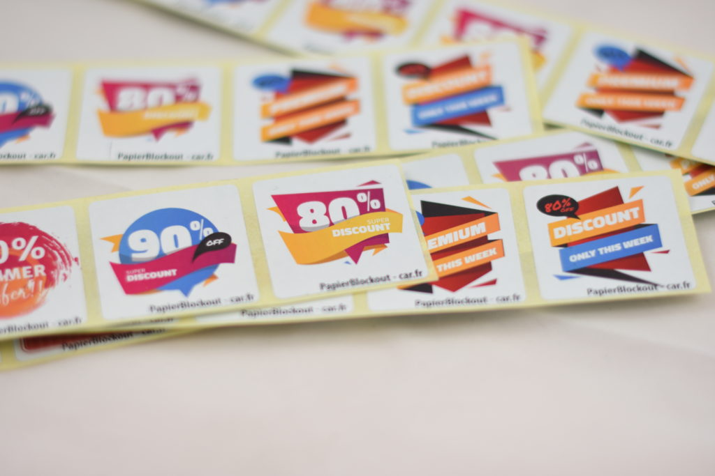 Exemple d'étiquettes promotion autocollantes