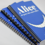 Exemple de reliure spirale. Métal, plastique ou continue plastique.